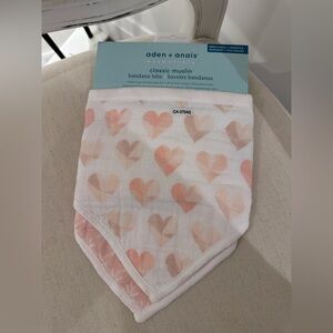 Aden + Anais 2-Pack 100% Muslin Cotton Bandana Baby Bibs - Piece of My Heart NWT